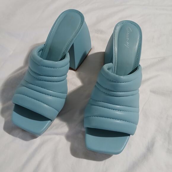 Circus NY by Sam Edelman 9.5 Marlie Platform Sandals Calypso Blue 3 3/4" Heel - Picture 12 of 14